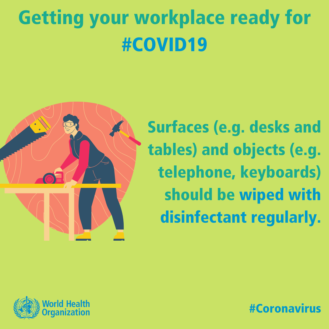 Workplace – disinfect surfaces 