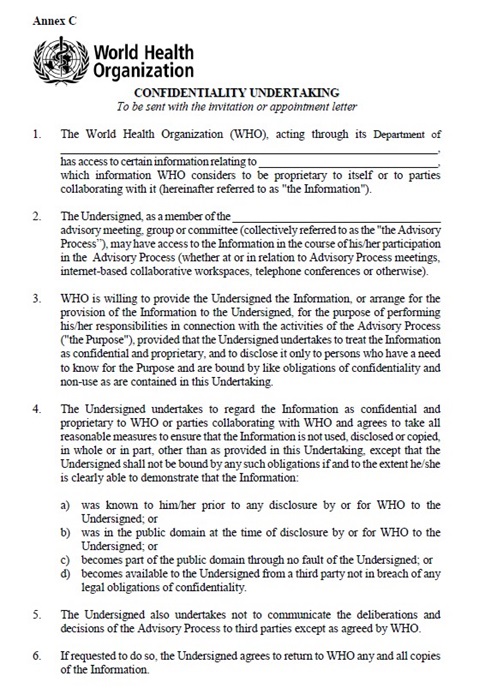 Annex C: Confidentiality undertaking